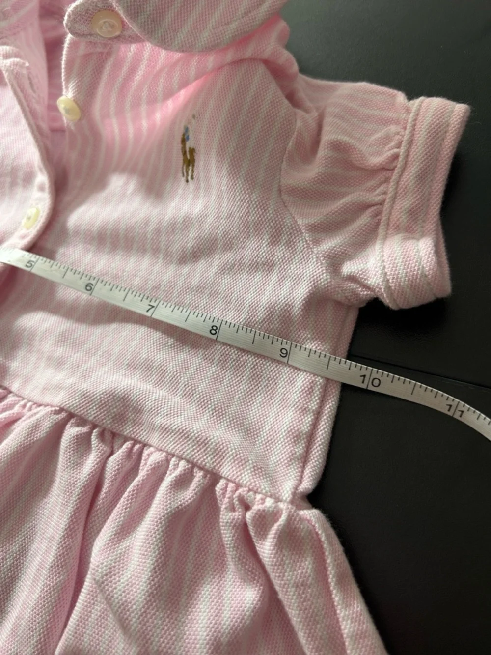 POLO Ralph Lauren Light Pink Striped Knit Oxford Shirtdress Size 18 Months